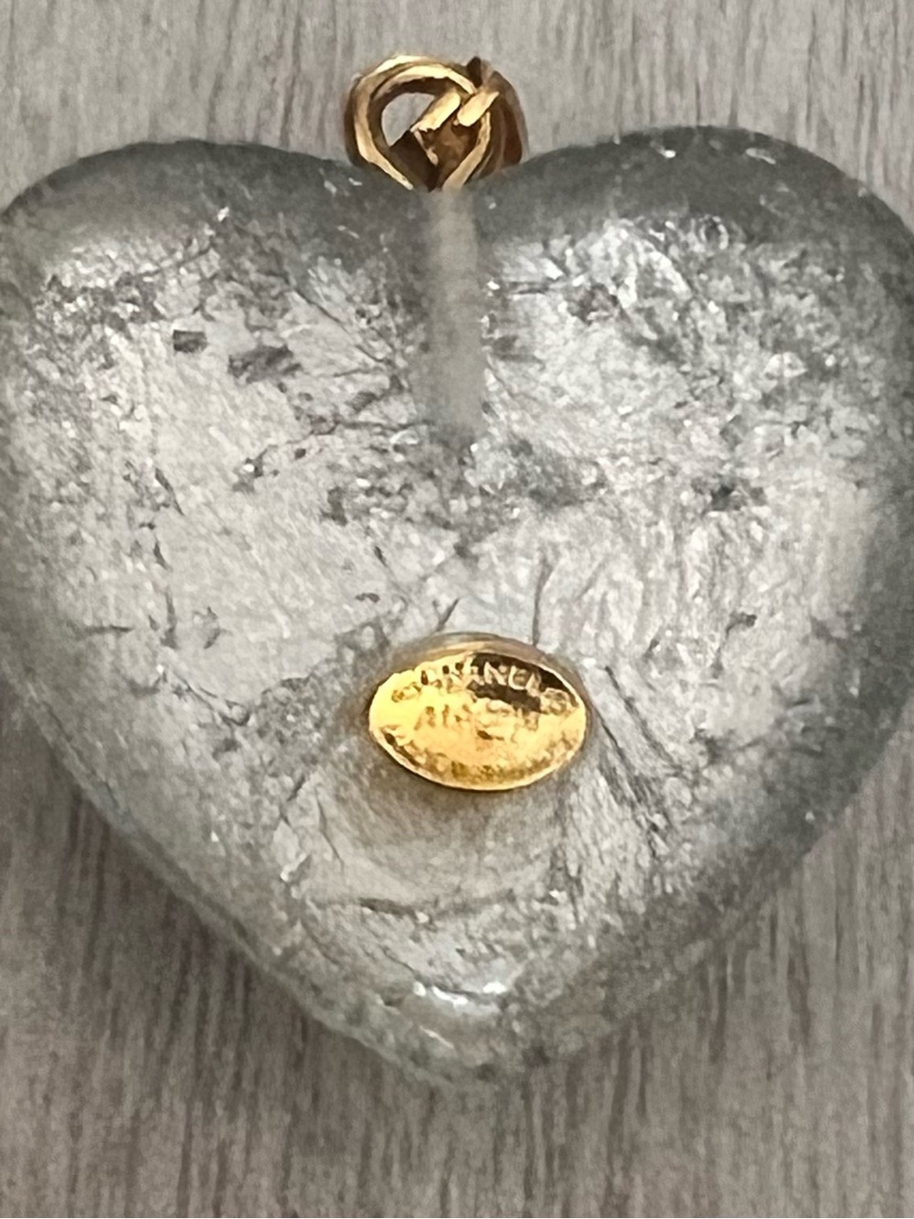 CHANEL Gold CC Heart Pendant with Silver-Tone Heart - Picture 3 of 6